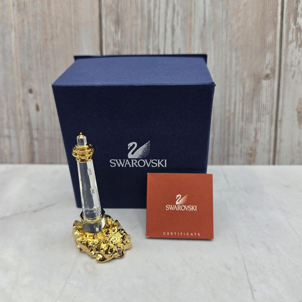 Swarovski 2002 Crystal Moments Figurine Gold Crystal Lighthouse 275013